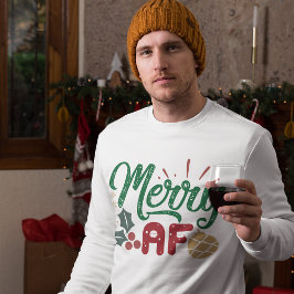 Merry AF Coola Sassy jul Typography Quote Lång Ärmad Tröja