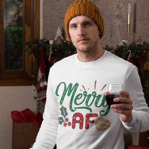 Merry AF Coola Sassy jul Typography Quote Lång Ärmad Tröja