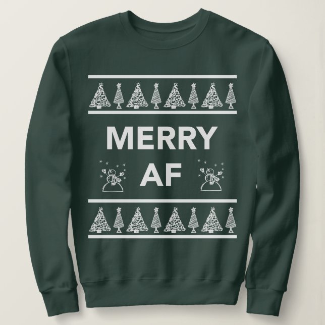 Merry AF Funny Jul Helgdag Gift Idea T Shirt (Design framsida)