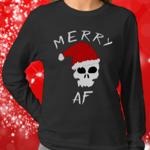 Merry AF Funny jul Santa Skull Mörk Humor T Shirt