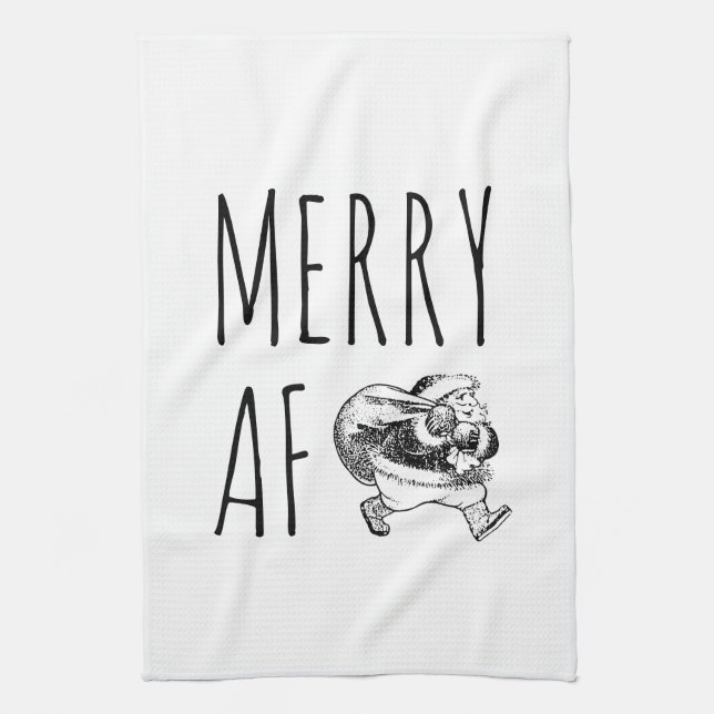 Merry AF Funny jultomten Kökshandduk (Vertikal)