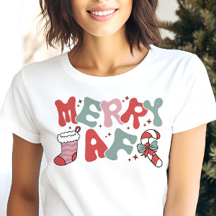 Merry AF Funny Retro-jul T Shirt