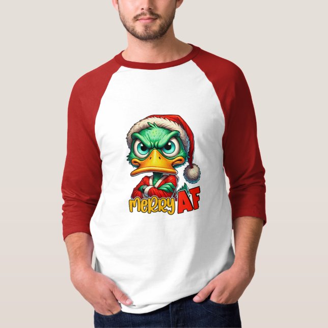 Merry AF Grönt Grumpy Anka T Shirt (Framsida)