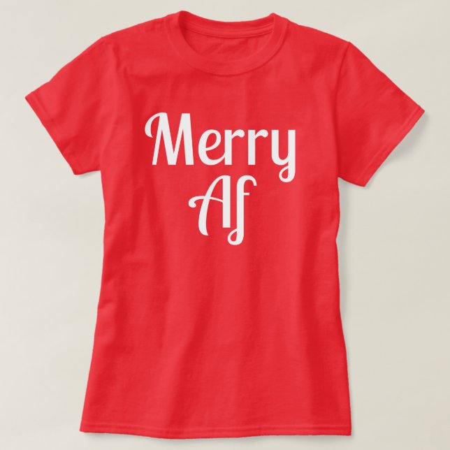Merry Af Red Minimalist Christmas Funny Quote T Shirt (Design framsida)