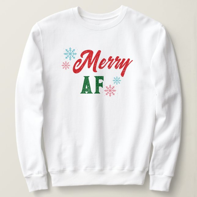 Merry AF Sassy Cool Typography Christmas T Shirt (Design framsida)