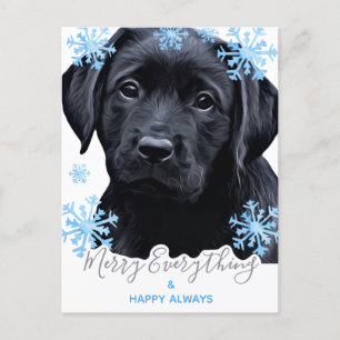 Merry All Black Labrador jul Helg Vykort