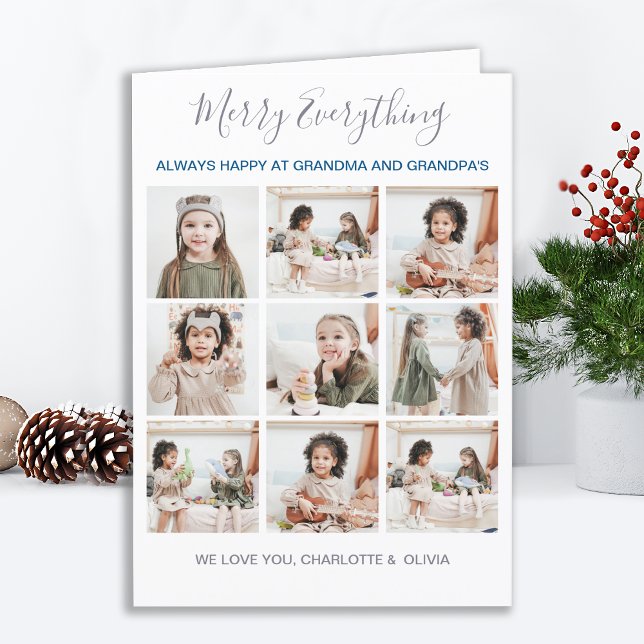 Merry All Grandparent 9 Photo Collage Helgkort (Skapare uppladdad)