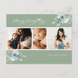 Merry All Winter Botanical Photo Collage Helg Vykort