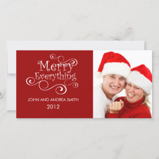 MERRY ALLT CHRISTMAS PHOTO CARD RED JULKORT