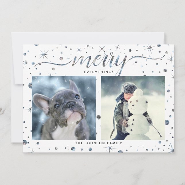 MERRY Allt Färg som matchar 2-foto Julkort (Framsida)