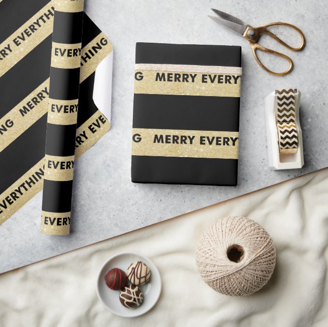 Merry Allt Faux Guld Glitter Rand Helgdag Presentpapper (Hantverk)