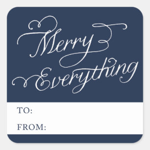 MERRY ALLT SCRIPT HELGDAG-FOTOKORT FYRKANTIGT KLISTERMÄRKE