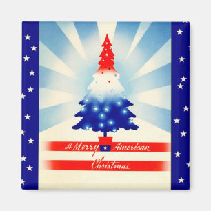 Merry American jul Patriotic Träd Magnet