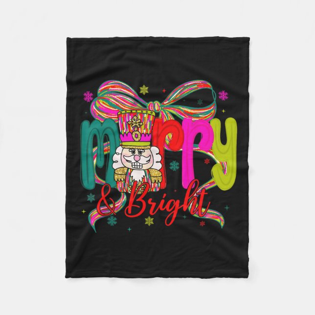 Merry &amp; Bright Coquette Bow Nutcracker Christm Fleecefilt (Framsidan)