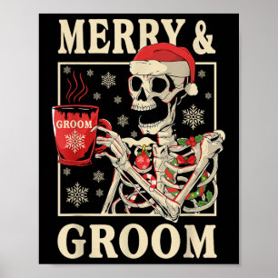 Merry& Groom Bride Skeleton jul Bachelo Poster