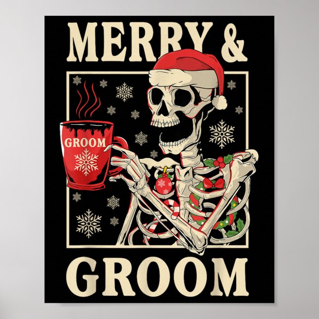Merry&amp; Groom Bride Skeleton jul Bachelo Poster (Framsidan)