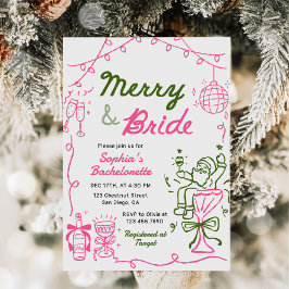 Merry And Bride Christmas Bachelorette Party Inbjudningar
