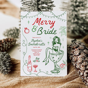 Merry and Bride jul Bachelorette Party Inbjudningar