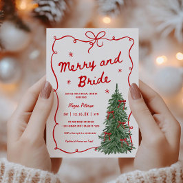 Merry and Bride Whimsical Holiday Bröllopsdusch Inbjudningar