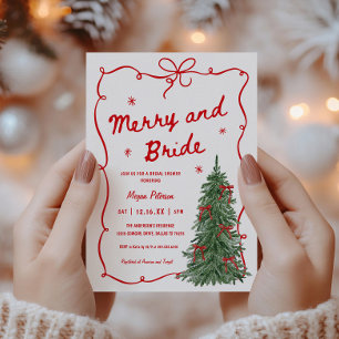 Merry and Bride Whimsical Holiday Bröllopsdusch Inbjudningar
