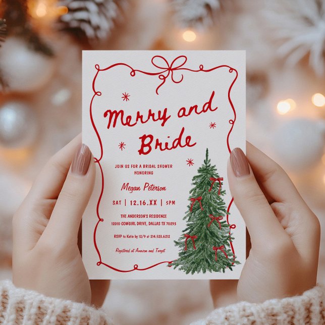 Merry and Bride Whimsical Holiday Bröllopsdusch Inbjudningar (Skapare uppladdad)