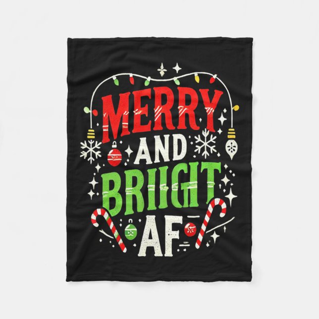 Merry and Bright Af - LjuskjulsDesi - Helgdag Desi Fleecefilt (Framsidan)
