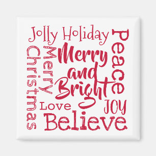 Merry and Bright and Other God jul Ord Magnet