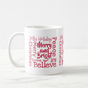 Merry and Bright Annan God jul Ord Red Kaffemugg