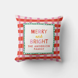 Merry and Bright Anpassningsbar Helgdag Red & Rosa Kudde