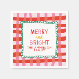 Merry and Bright Anpassningsbar Helgdag Red & Rosa Pappersservett