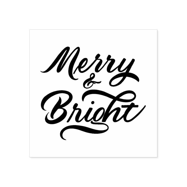 Merry and Bright Calligraphy Stämpel (Tryck)