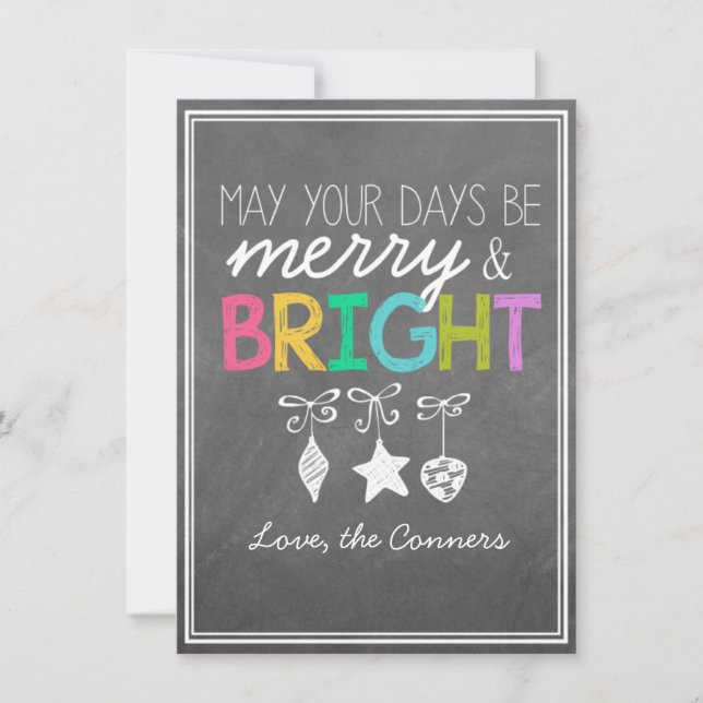 Merry and Bright Chalkboard Greeting Card Julkort (Framsida)