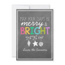 Merry and Bright Chalkboard Greeting Card