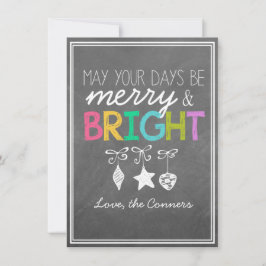 Merry and Bright Chalkboard Greeting Card Julkort