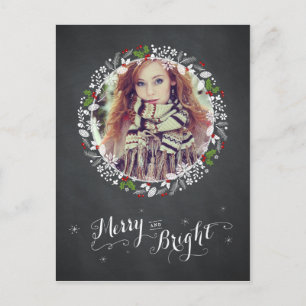 Merry and Bright - Chalkboard PostCard Helg Vykort