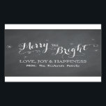 Merry and Bright - Chalkboard Stickers Rektangulärt Klistermärke<br><div class="desc">ANPASSNING ♡ Lägg till ditt namn,  monogram,  meddelande osv. ♡ Använda ditt favorittypsnitt. ♡ Lägg till anpassningsbar färg. OBSERVERA ♡ onlinen som visas i Färg kan variera något från den faktiska produkten. ♥</div>