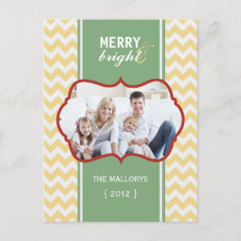 Merry and Bright Chevron Helgdag Postcard Helg Vykort