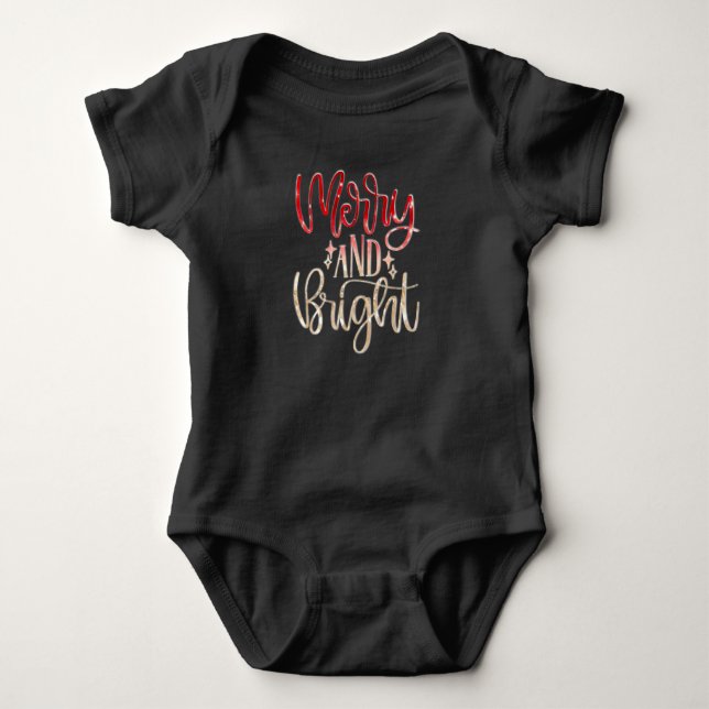 Merry and Bright Christmas Baby T Shirt (Framsida)