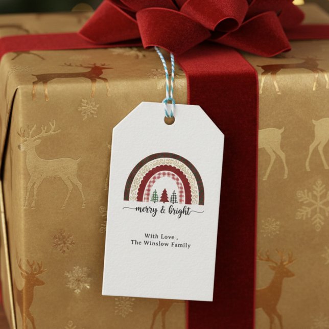 Merry and Bright Christmas  – Festive Holiday Presentetikett (Skapare uppladdad)