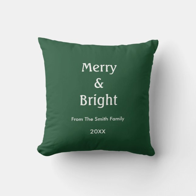 Merry And Bright Christmas Hunter Green Gift Decor Kudde (Framsida)