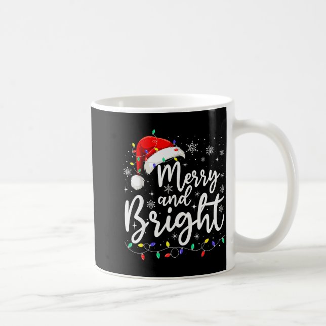 Merry And Bright Christmas Lights Santa Men Women  Kaffemugg (Höger)