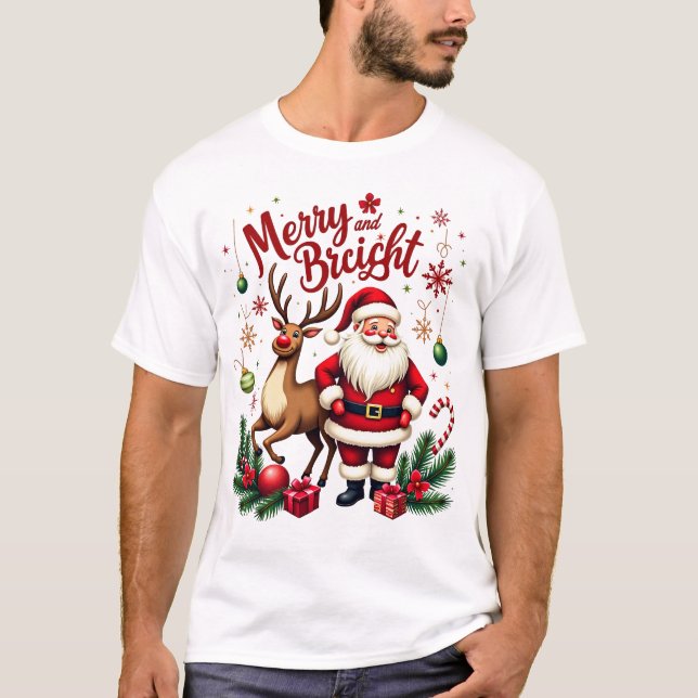 Merry and Bright Christmas Magic T Shirt (Framsida)