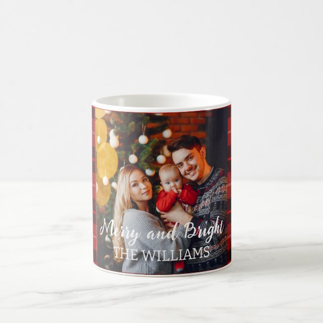 Merry and bright Christmas personalized photo mug Kaffemugg (Center)