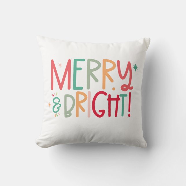 Merry and Bright Christmas Throw Pillow Kudde (Framsida)