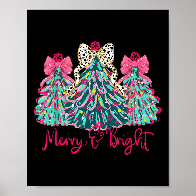 Merry And Bright Christmas Tree Coquette  Poster (Framsidan)