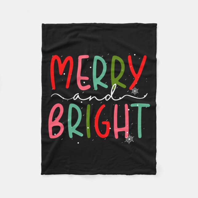 Merry And Bright Christmas Women Girls Kids Toddle Fleecefilt (Framsidan)