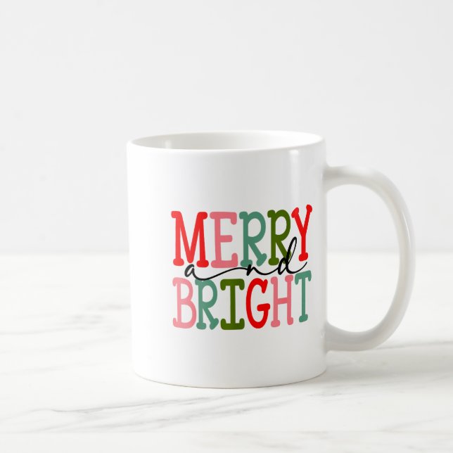 Merry And Bright Christmas Women Girls Kids Toddle Kaffemugg (Höger)