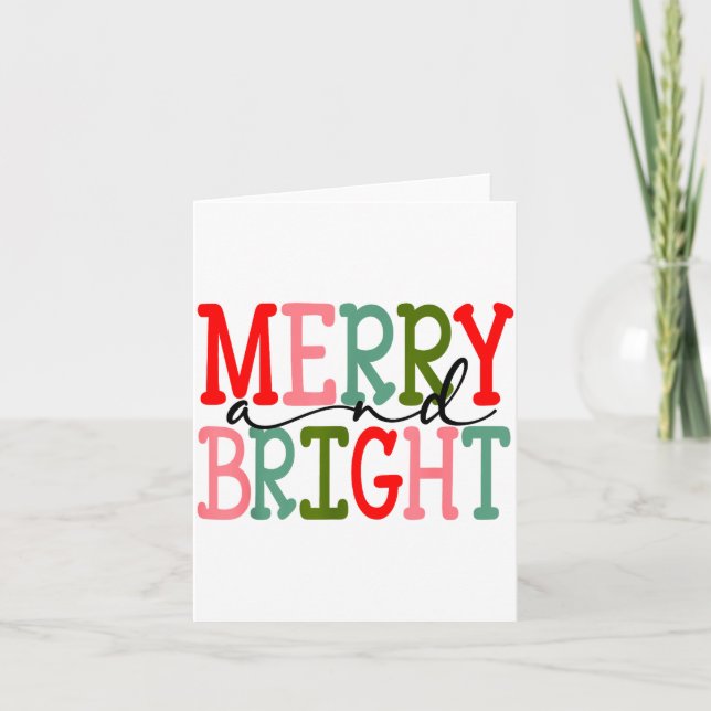 Merry And Bright Christmas Women Girls Kids Toddle Kort (Framsida)