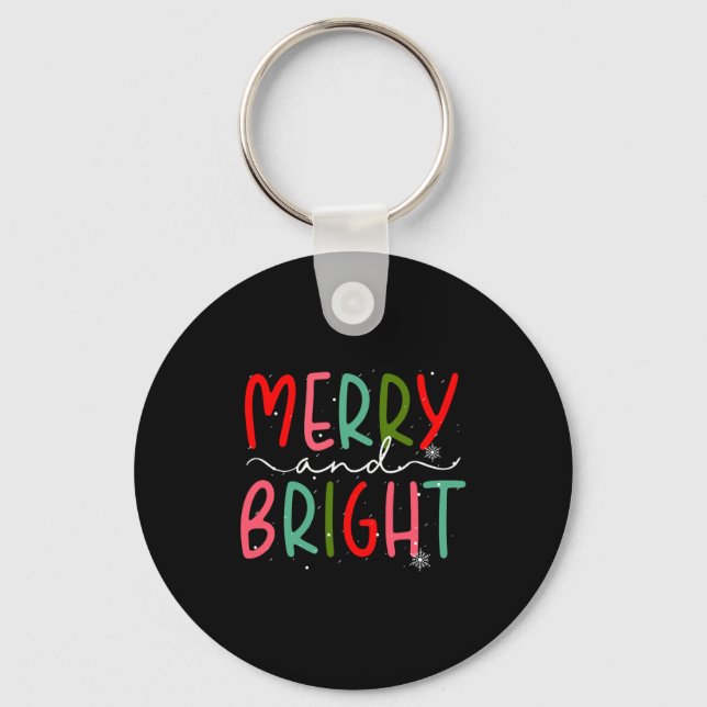 Merry And Bright Christmas Women Girls Kids Toddle Nyckelring (Framsida)