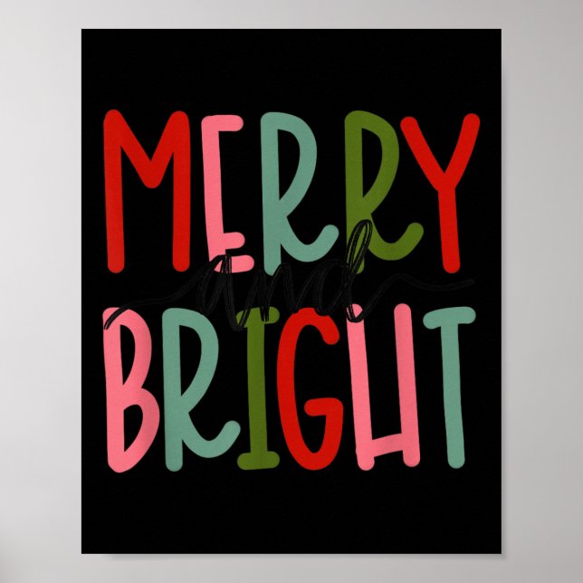 Merry And Bright Christmas Women Girls Kids Toddle Poster (Framsidan)
